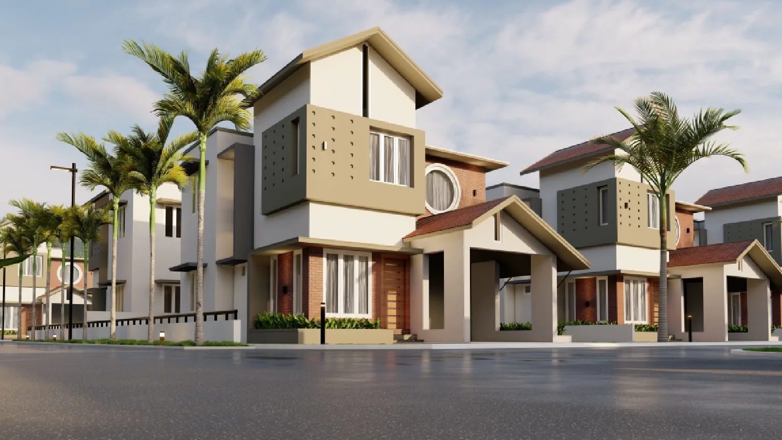 Exterior view of Neamath Brookfield luxury villas in Palakkad