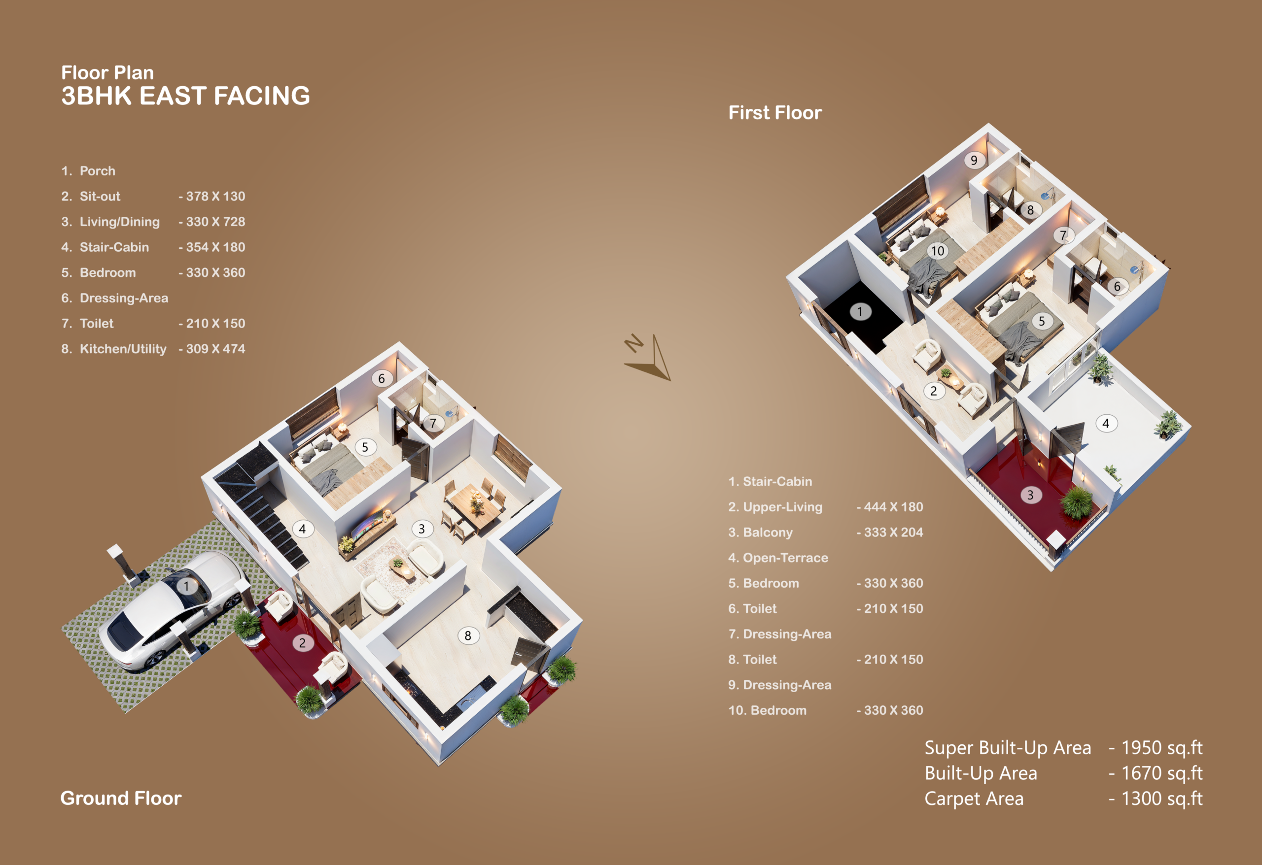 Sanskriti 17 3 BHK east-facing floor plan at Neamath Sanskriti