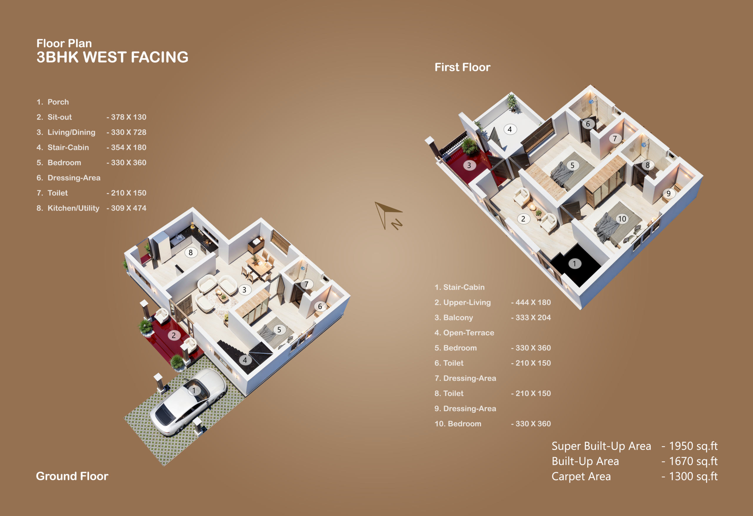Sanskriti 15 3 BHK west-facing floor plan at Neamath Sanskriti