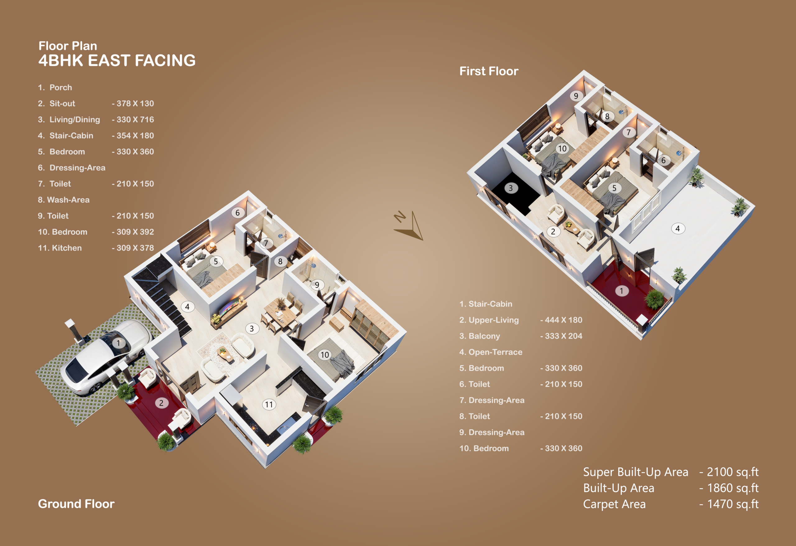 Sanskriti 16 4 BHK east-facing floor plan at Neamath Sanskriti