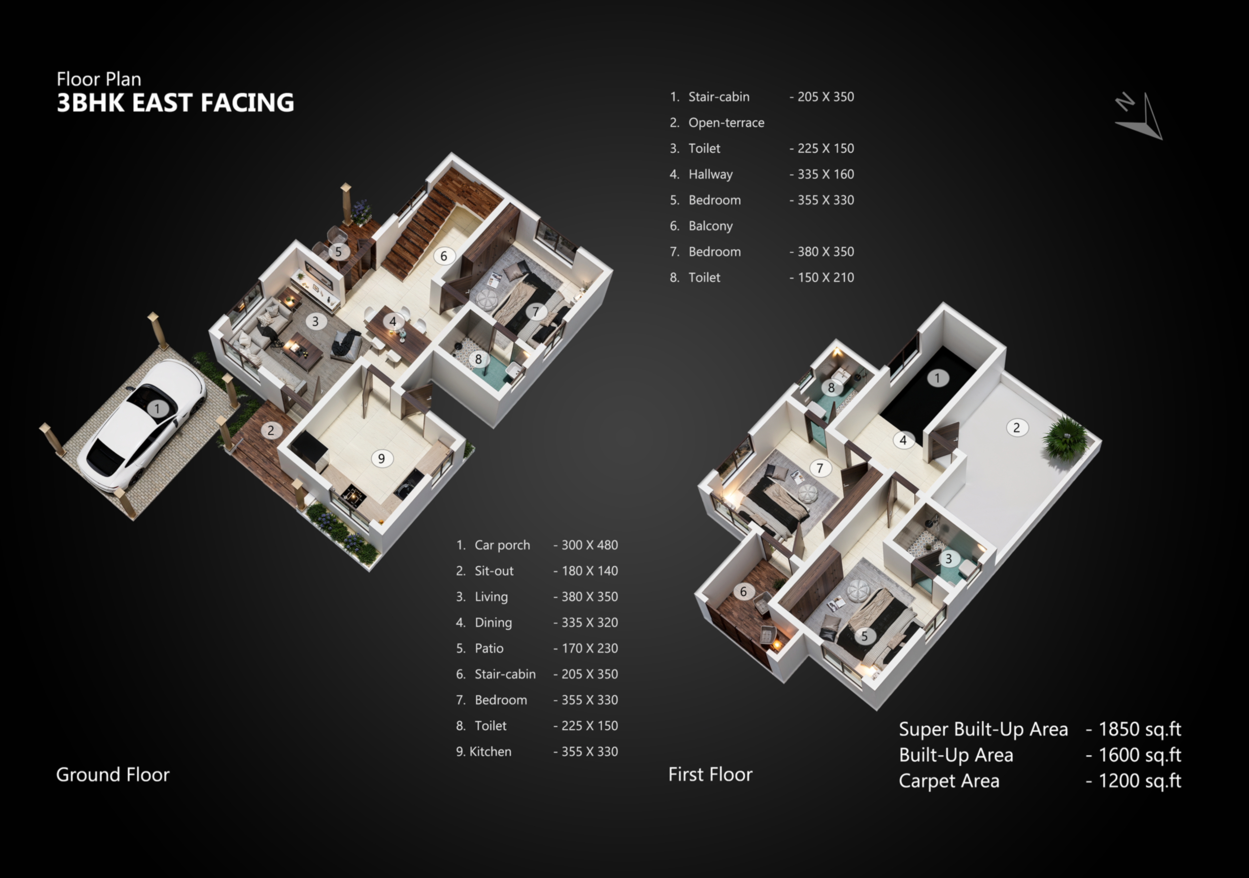 Florence 13 3 BHK east-facing plan at Florence