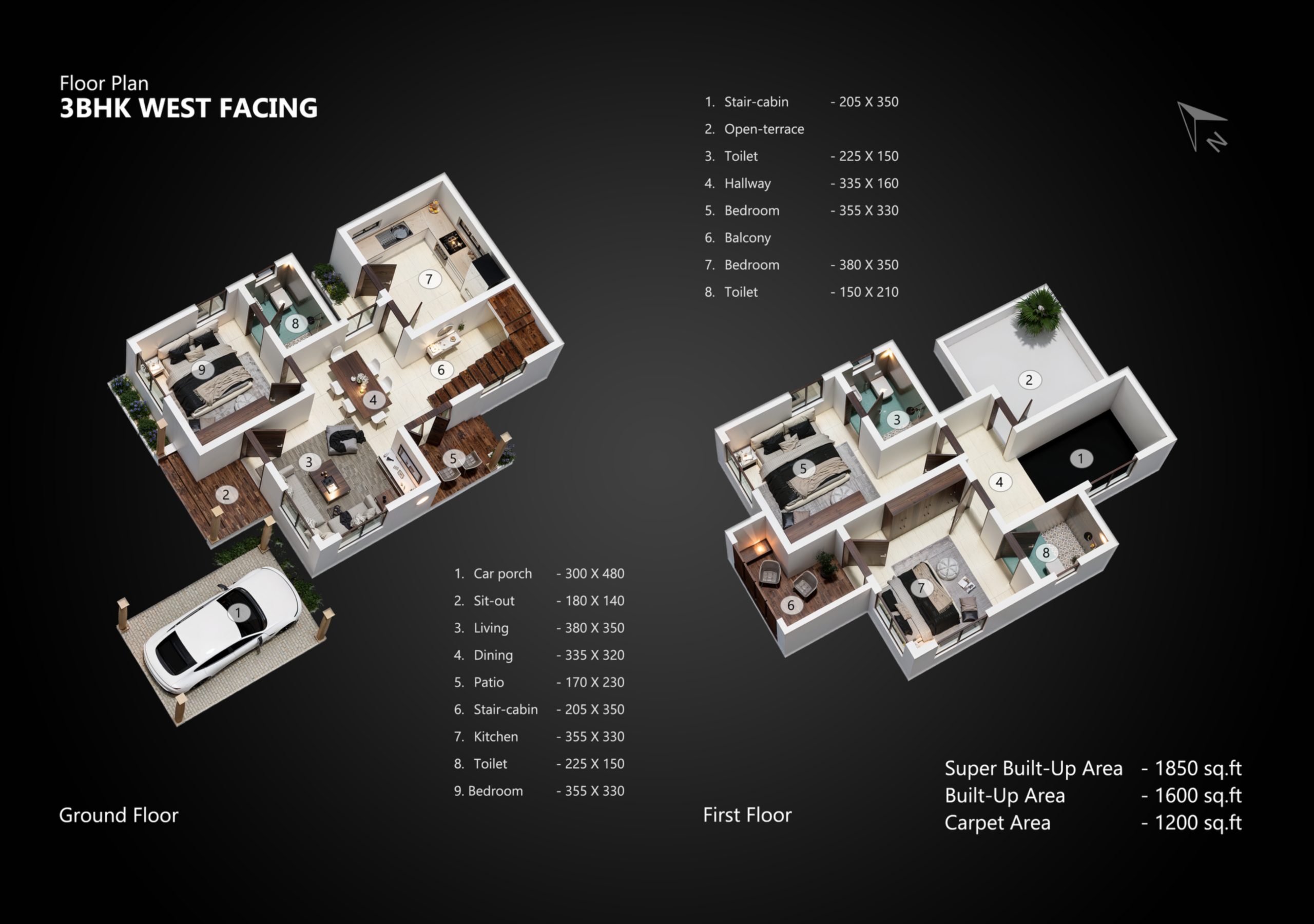 Florence 14 3 BHK west-facing plan at Florence