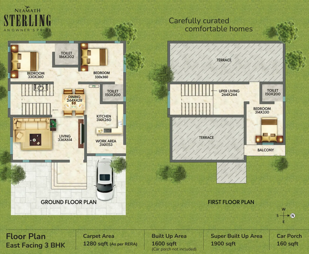 East facing view of Neamath sterling the elegant villa in palakkad