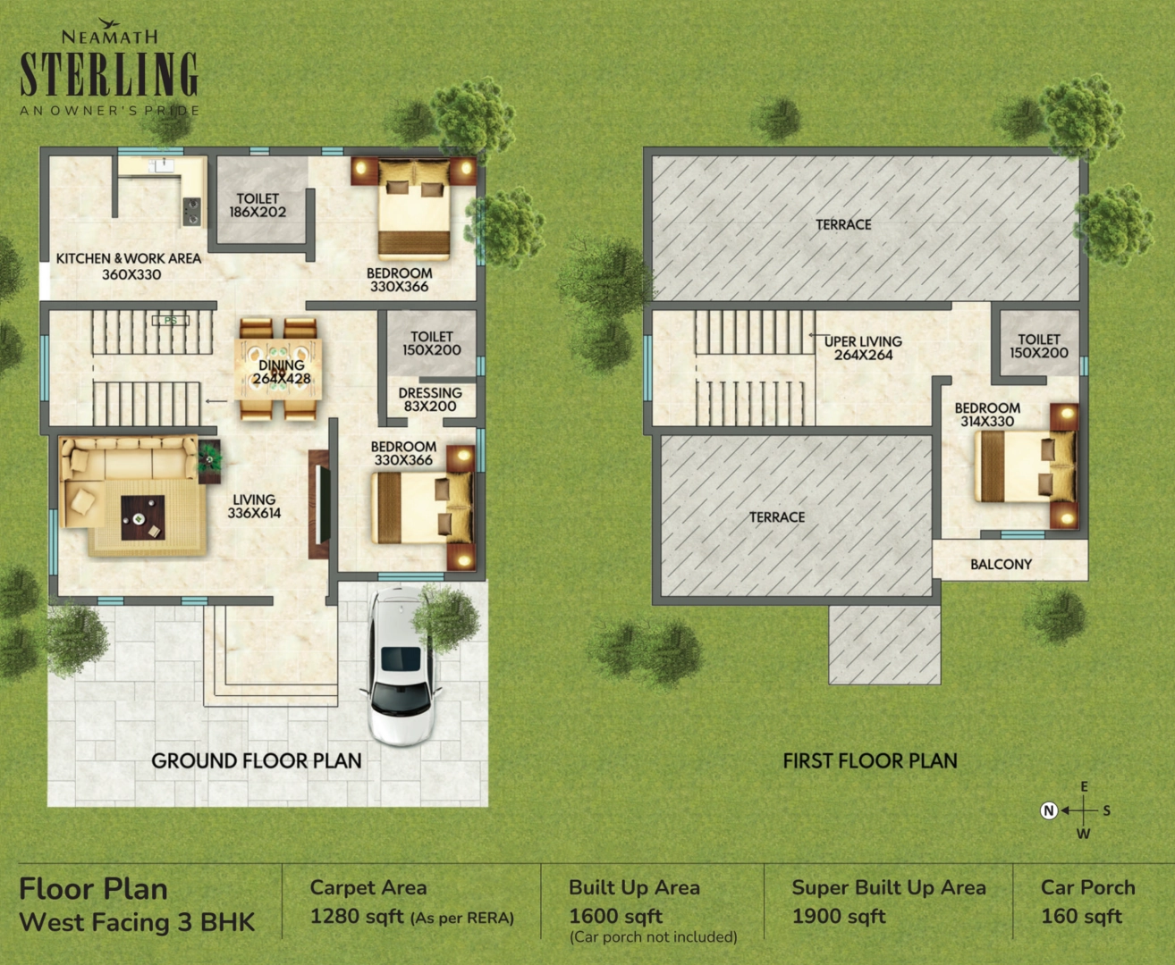 West facing plan of Neamath sterling the house for sale in Palakkad