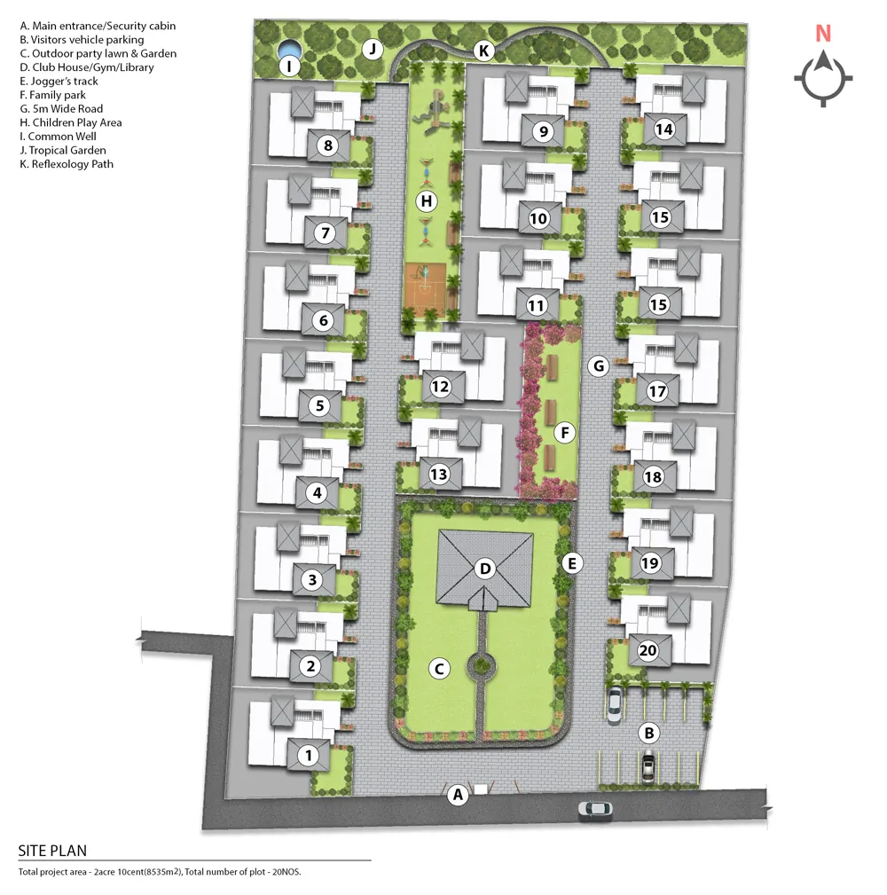 Layout of Pearl Villas with 4BHK & 3BHK villas in Palakkad, Ottapalam